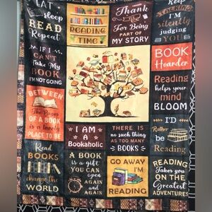 Colorful Reading Book-Themed warm cozy super soft Blanket. 60”L X 50”W